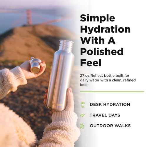 Reflect 27oz Stainless Steel Water Bottle with Bamboo Cap - Brushed Finish