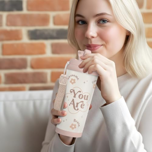 Inspiration SANDJEST 18oz Stainless Steel Travel Tumbler with 2-in-1 Lid - Gift for Women, Teen, Mom