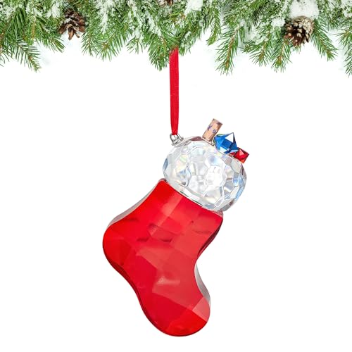 QFkris Crystal Christmas Stocking Ornament - Tree Decor, Festive Stocking, Glass Pendant, Holiday Gift (Sock Variant)