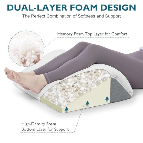 Shinnwa 23.5 x 18.8 x 8 Inch Convertible Knee Pillow with Dual-Layer Memory Foam for Back Pain Relief