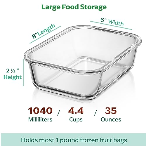 8 Pack 35 oz Glass Food Storage Containers with Airtight Lids - Microwave & Oven Safe