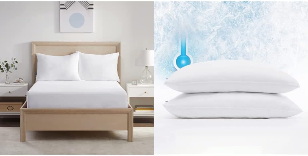 Serta Power Chill California King Size Waterproof Mattress Cover, Soft and Breathable Cooling Mattress Protector, 15" Elastic Deep Pocket for Secure Fit, White