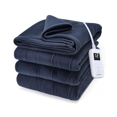 Sunbeam Royal Ultra Fleece Heated Blanket Twin Indigo Blue 84x62 in