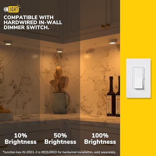 GETINLIGHT 2.75-Inch White LED Puck Lights 3-Pack 2700K Recessed & Surface Mount
