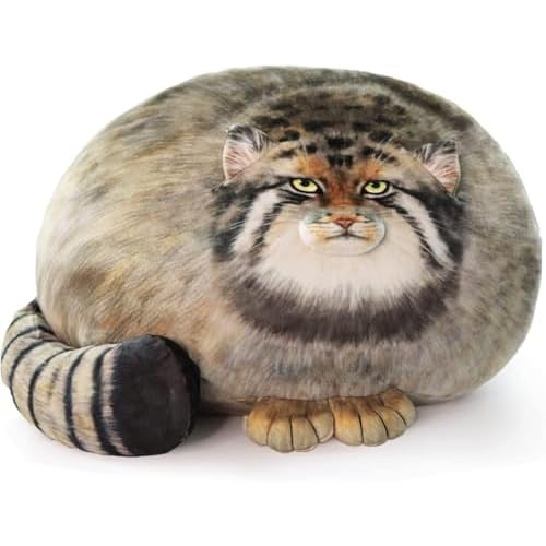 Steppe Cat Plush, Cat Stuffed Animal 18inch, Pallas Cat Plush Pillow, Cute Plushies for Girls, Soft Plush Pillow, Throw Pillow Doll Decoration Doll Gift for Kids Boys Party Christmas