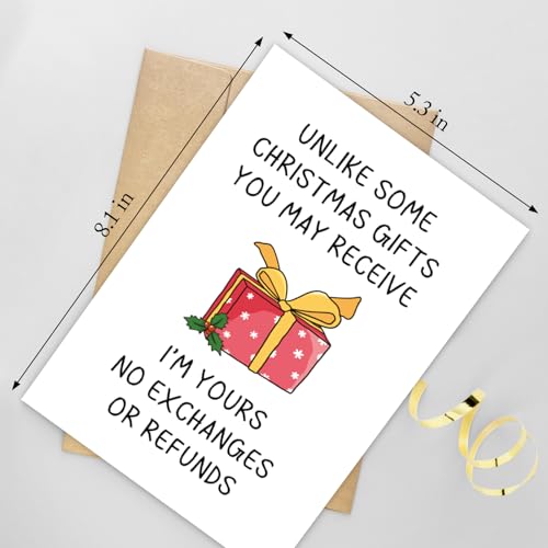 Naixiwen 074 Romantic Christmas Card for Him & Her – Funny I’m Yours; No Exchanges No Refunds