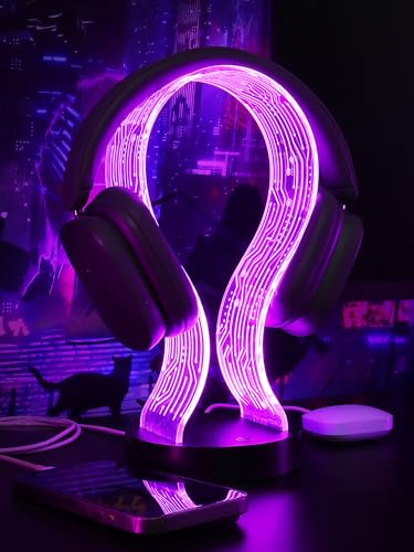 Light Up Headphone Stand for Gamers - Black with LED Ambiance