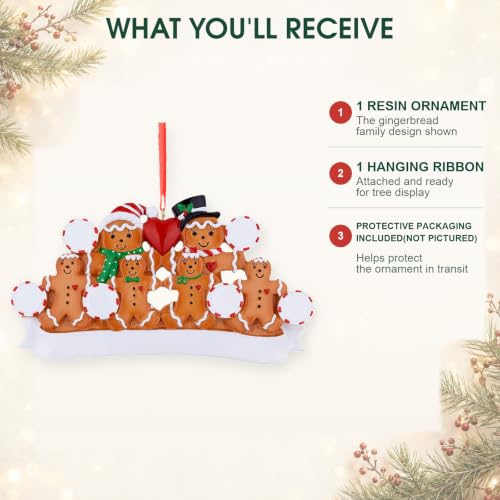 Family of 6 Christmas Ornament 2026 Personalized Gingerbread House - DIY Custom Holiday Decor