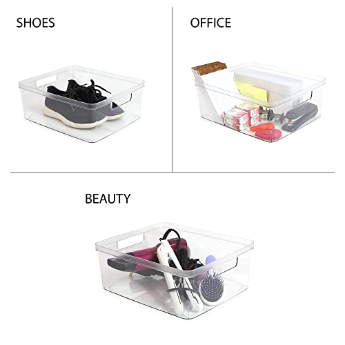 Isaac Jacobs 2-Pack Large Clear Storage Bins - Rectangle, 11.5 x 14 x 5.5 inches