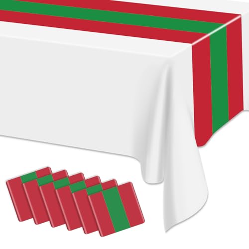 Christmas Table Runner - 6 Pcs Red and Green Striped Runners for Ugly