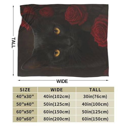 Black Cat Throw Blanket 60x80in Gothic Cozy Flannel for Sofa & Bedroom - Dark Aesthetic Gift
