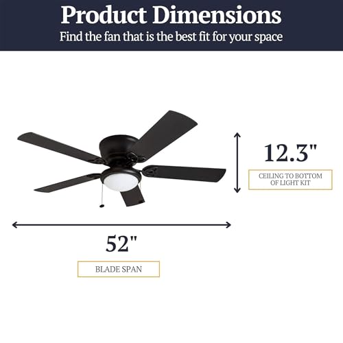 Ceiling Fan with Light and Reversible Blades - Matte Black / Gray Cedar, 52 Inch