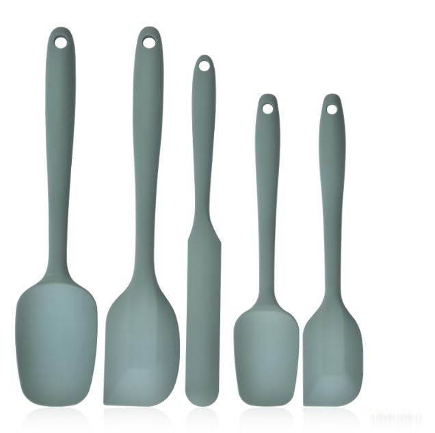 Silicone Spatula Set 5 Piece Kitchen Utensils, Heat Resistant to 445°F, Sage Green, Non-Stick Cooking Magic! Durable Silicone Easy Clean Perfect for Flipping Pancakes & Cooking with Kids