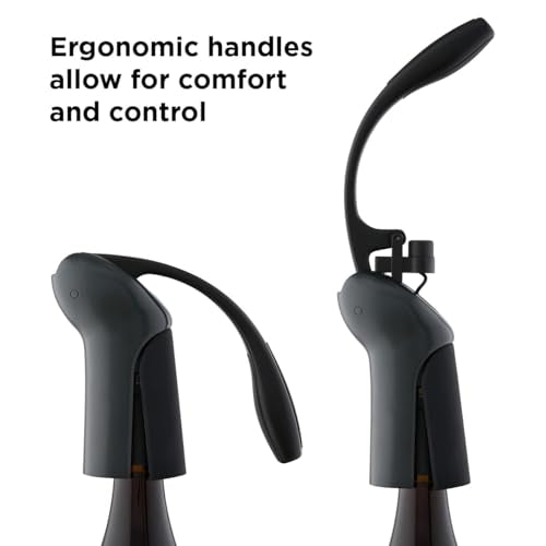 Rabbit Black Vertical Lever Corkscrew Wine Opener with Foil Cutter, 7.7x8.8 in