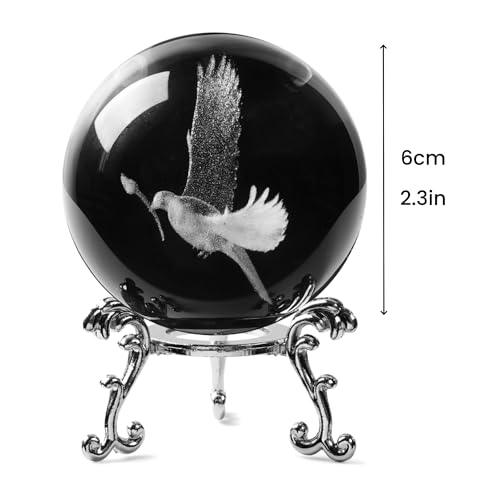 Pigeon 3D Inner Carving Crystal Ball Paperweight with Silver Stand – Keepsake for Christmas & Anniversary