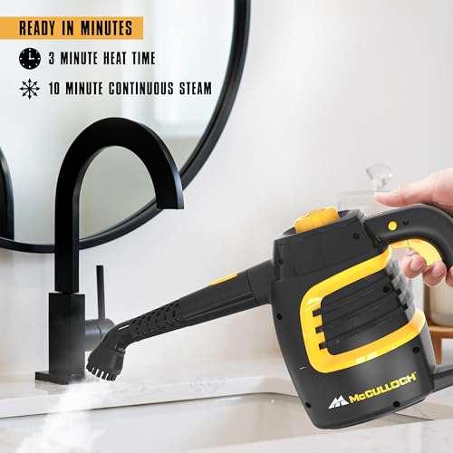 McCulloch MC1230 Handheld Steam Cleaner with 11 Accessories, 10 Min Runtime