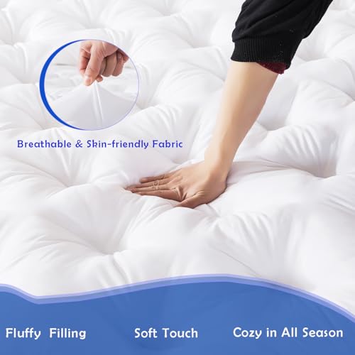 White Queen Memory Foam Mattress Topper 5 Inch Thick Supportive & Breathable