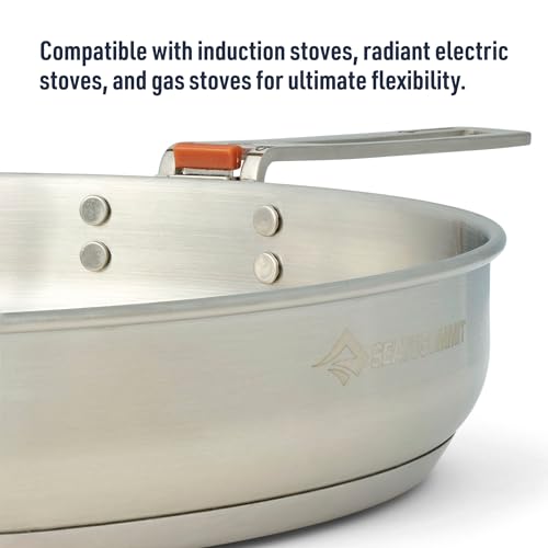 Stainless Steel Camping Pan with Induction Compatibility & Reversible Handle
