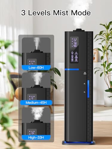 Zeova 10L Black Ultrasonic Cool Mist Humidifier for Large Rooms with Remote
