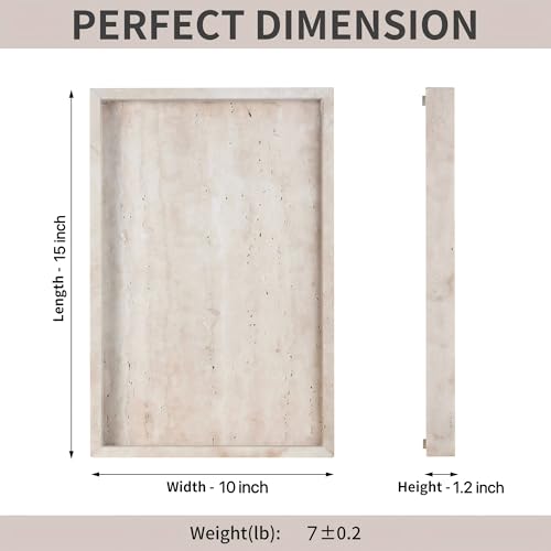 Natural Travertine Rectangular Serving Tray 15x10 Inches for Decor & Food