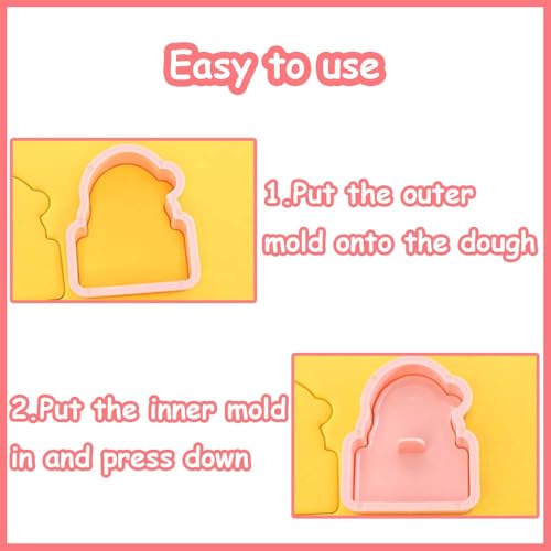 Lutoku 8 Piece Mini Christmas Cookie Cutters & Stamp Set - Xmas Theme (Christmas-3)