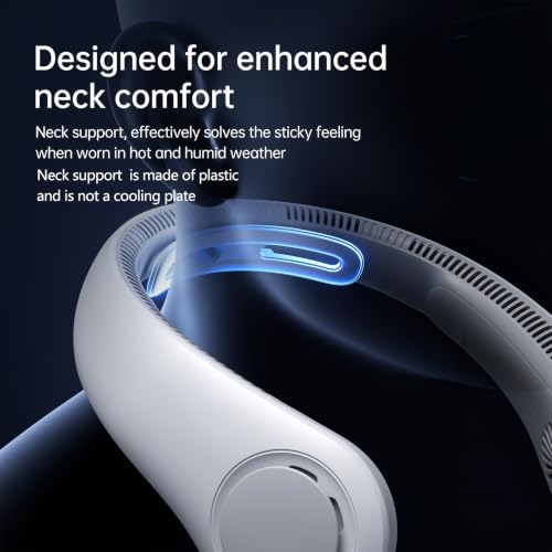Portable Neck Fan 5-Speed with 5000mAh Battery - Foggy Grey, Hands-Free