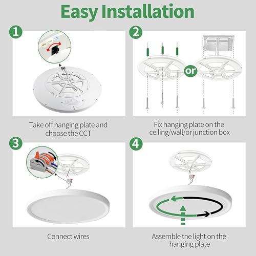 15.8-Inch White LED Flush Mount Ceiling Light 4-Pack - 32W 3480LM 3CCT Selectable