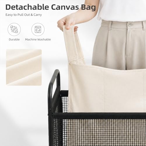 STORAGE MANIAC Rolling Laundry Hamper with Wheels 3-Section Sorter