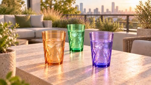 Set of 6 Unbreakable Acrylic Drinking Glasses - 19oz Stackable Water Cups