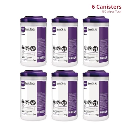 PDI Super Sani-Cloth XL Disinfectant Wipes 450 Count Pack of 6 Hospital-Grade Surface Cleaning