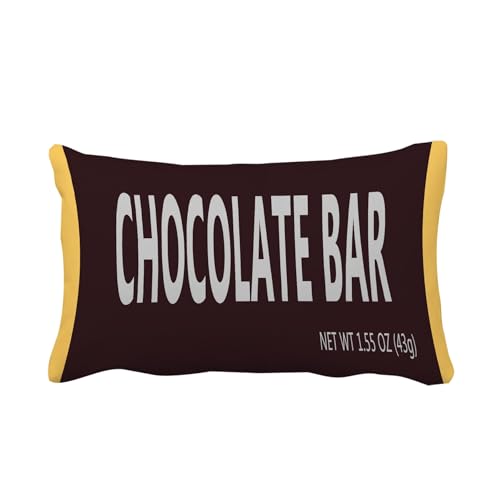 Chocolate Bar Lover 12x20 Inch Funny Throw Pillow Cover, Sweet Foodie Food Snack Fan Decorative Cushion Case,Home Nursery Room Decor Kid Boy Girl Novelty Soft Lumbar Pillowcase