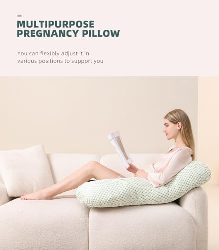 Pregnancy Body Pillow with Detachable Cover, Support for Back Belly Hips Legs
