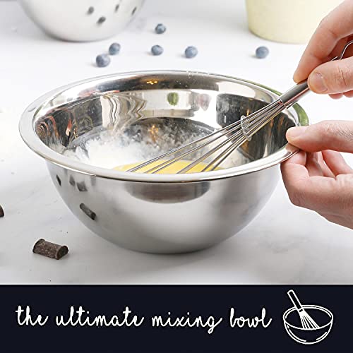 Stainless Steel Mixing Bowls Set - 5 Pieces - Silver Kitchen Food Prep & Storage