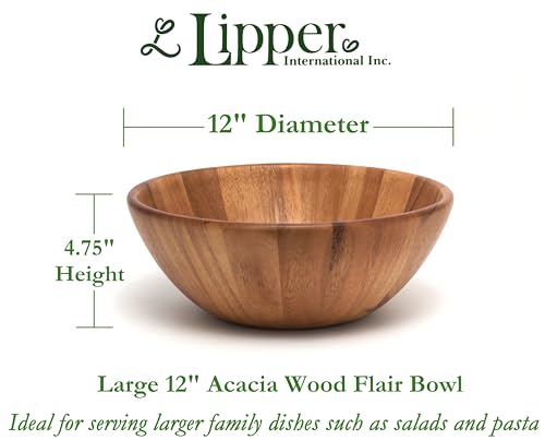 Large Acacia Round Flair Serving Bowl - 12 Inch Kitchen & Home Decor