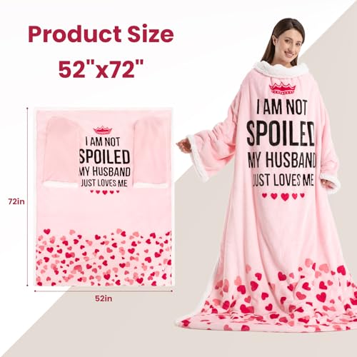 Pink Wearable Heated Blanket with Sleeves & Foot Pocket - Electric Throw for Women, 3 Heat Levels, Timer, Safe & Cozy Gift