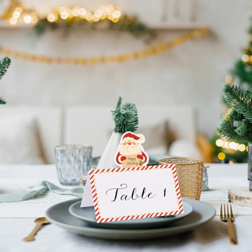 Fumete 100 Pcs Santa Claus Christmas Place Cards for Table Setting, Santa Claus Variation
