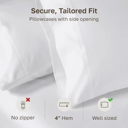 Bright White King Pillowcases Set of 2 - 800 Thread Count Cotton, OEKO-TEX Certified