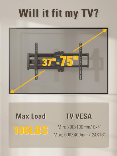 Heavy Duty Corner TV Wall Mount with Long Swivel Arm for 37-75 Inch Screens