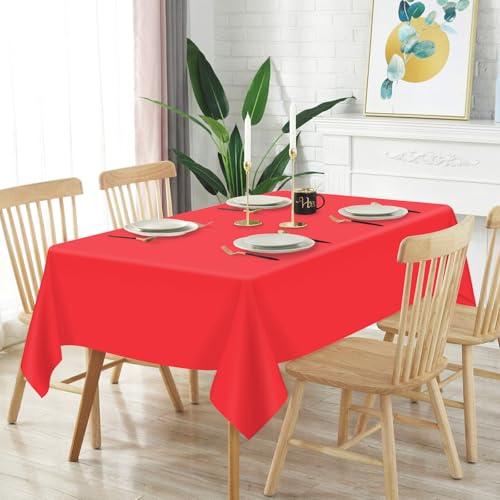 Mulbozy Red Plastic Disposable Tablecloth 12 Pack - 54 x 108 Inches Rectangle