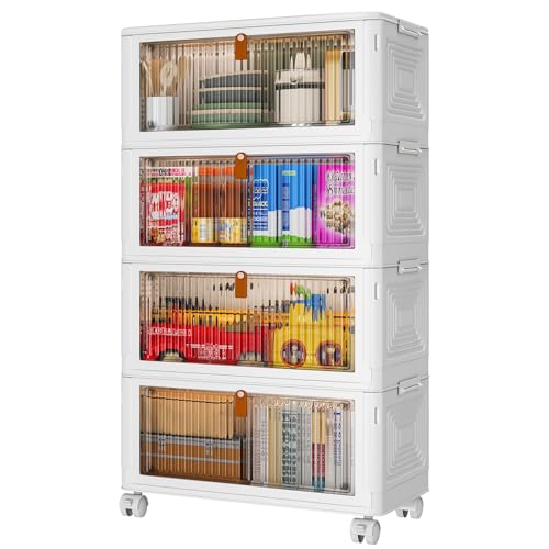 4-Tier Plastic Storage Bins with Lid - 36QT Stackable Organization