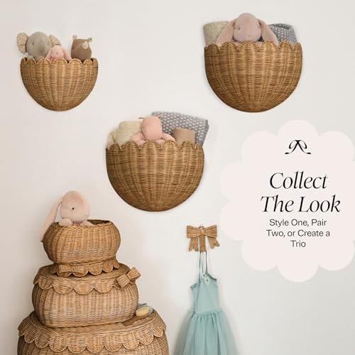 Mocca BEBE BASK The Original Scalloped Wicker Wall Basket Set of 2