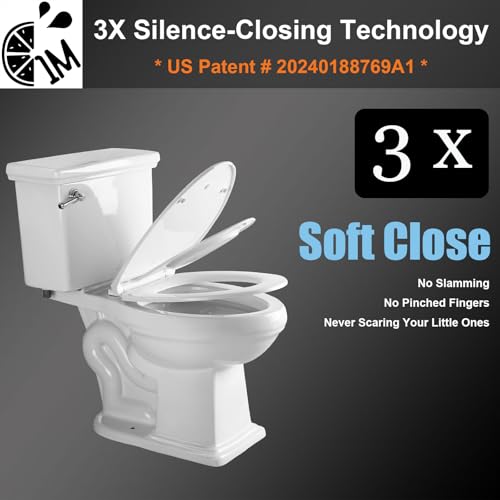 2 Pack Elongated Family Toilet Seat with Built-In Toddler Seat - Soft Close, Quick Release, No Wiggling