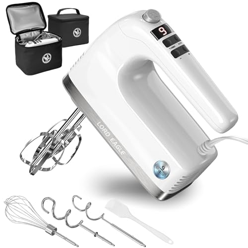 Lord Eagle 9-Speed Digital Hand Mixer Electric Handheld, 500W DC Motor