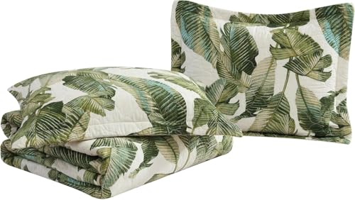 Tommy Bahama King Quilt Set with Shams - Lightweight Cotton Bedding