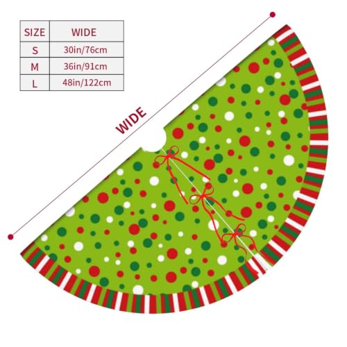 CAIBO Polka Dot 30in Christmas Tree Skirt - Indoor/Outdoor Holiday Decor (Small)
