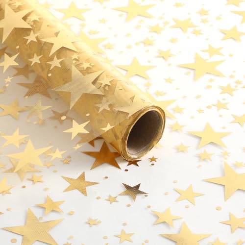 Gtziqa Gold Star Table Runner 32.8 ft – 11" x 32.8 ft Polyester Glitter Sequined