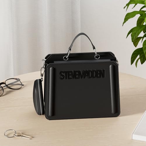 Steve Madden Bevelyn Small Convertible Tote Bag with Earbud Case - Black, One Size