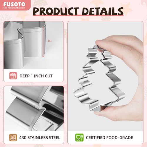 FUSOTO 6Pcs Christmas Tree Cookie Cutter Set - Christmas Tree Shaped Cookie Cutters