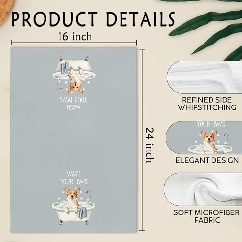 Funny Corgi Dog Hand Towels for Bathroom, Dogs Themed Decorative