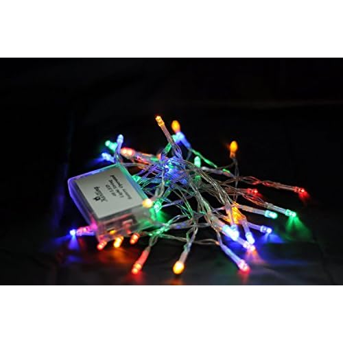 Karlling Battery Operated Christmas Lights,13 ft Short Clear Wire String Led Twinkle Fairy Light for Small Mini Xmas Tree and Wedding Party Indoor/Outdoor Decoration(Multicolor)